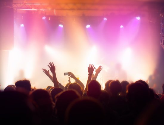 Music concert crowd, people enjoying live rock performance